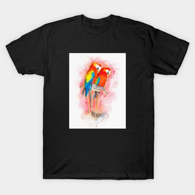 Parrot Bird Animal Wildlife Forest Jungle Nature Travel Digital Painting T-Shirt by Cubebox